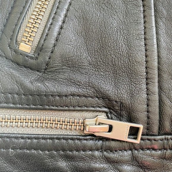 All Saints Quilted Leather Biker Jacket Size 6 - Picture 8 of 8